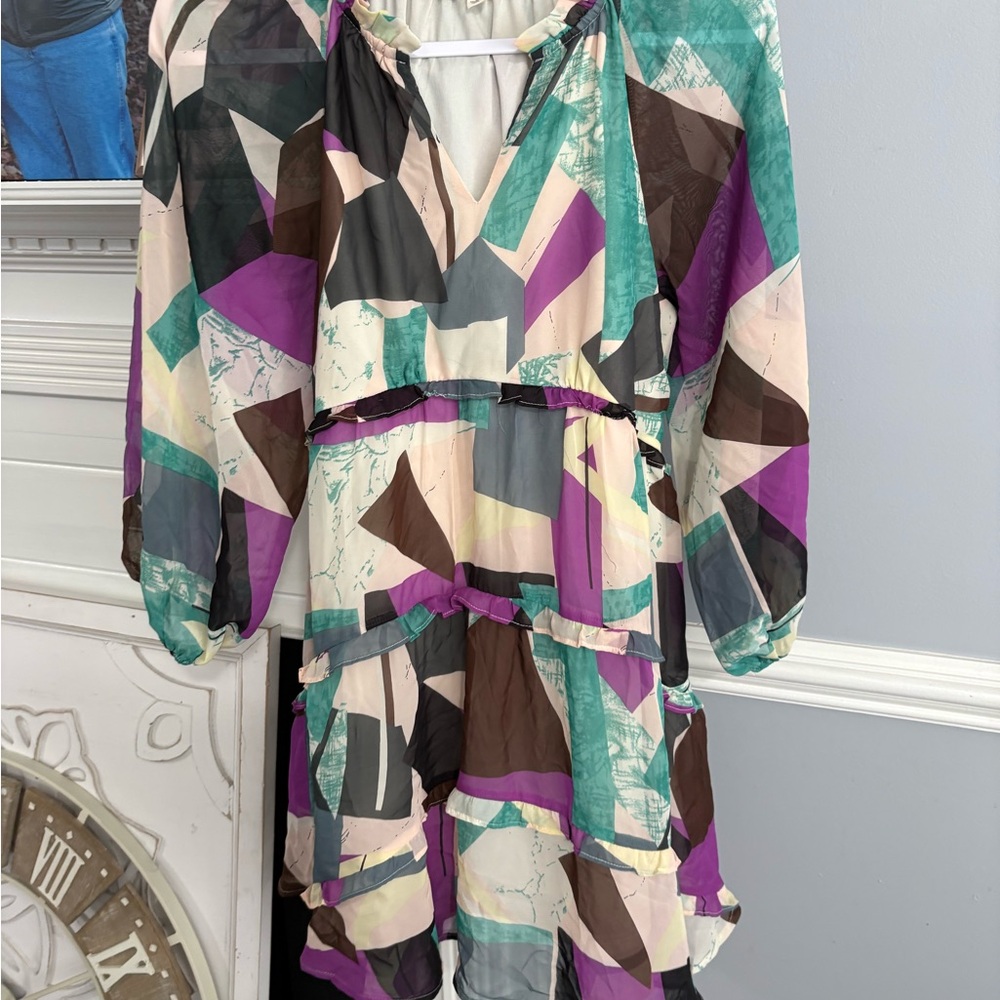 EntroColorful Geometric Pattern Dress size small - Picture 3 of 3